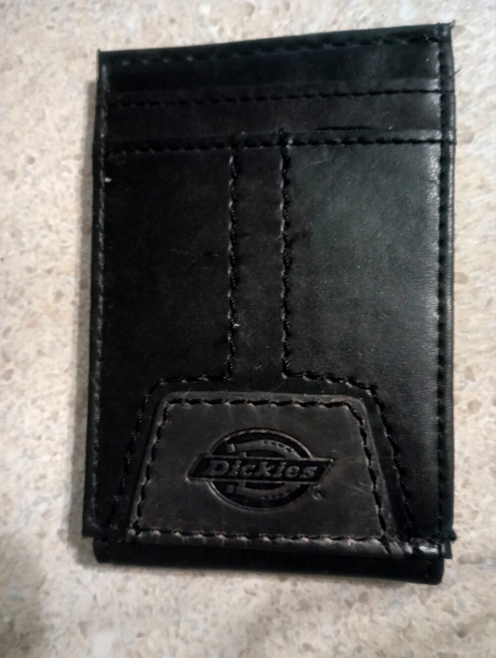 Dickies Black Leather Minimalist Card Wallet